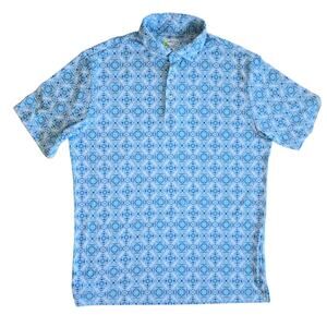 Tailor Byrd Mediterranean Blue Tile Performance Golf Polo Men's XL Casual